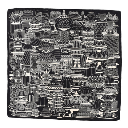 Hermes Silk La Patisserie Francaise Scarf 90 Black Creme 1 of 5