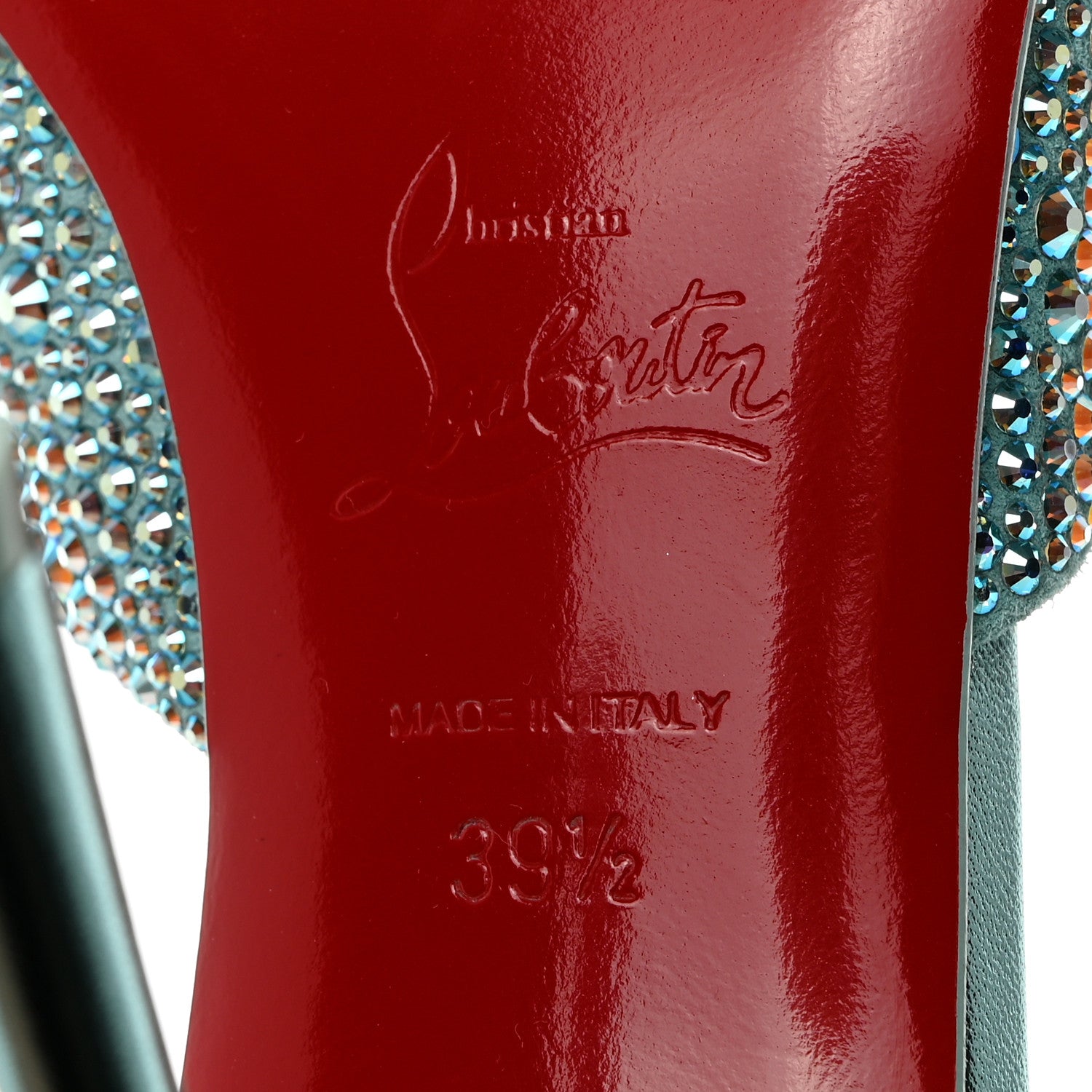 Christian Louboutin Suede Crystal Strass Me Dolly 100 Sandals 39.5 Mint 7 of 7