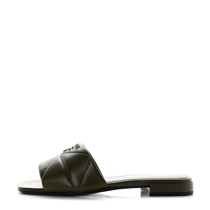 Prada Nappa Logo Quilted 10mm Slide Sandals 36.5 Militare 1 of 8