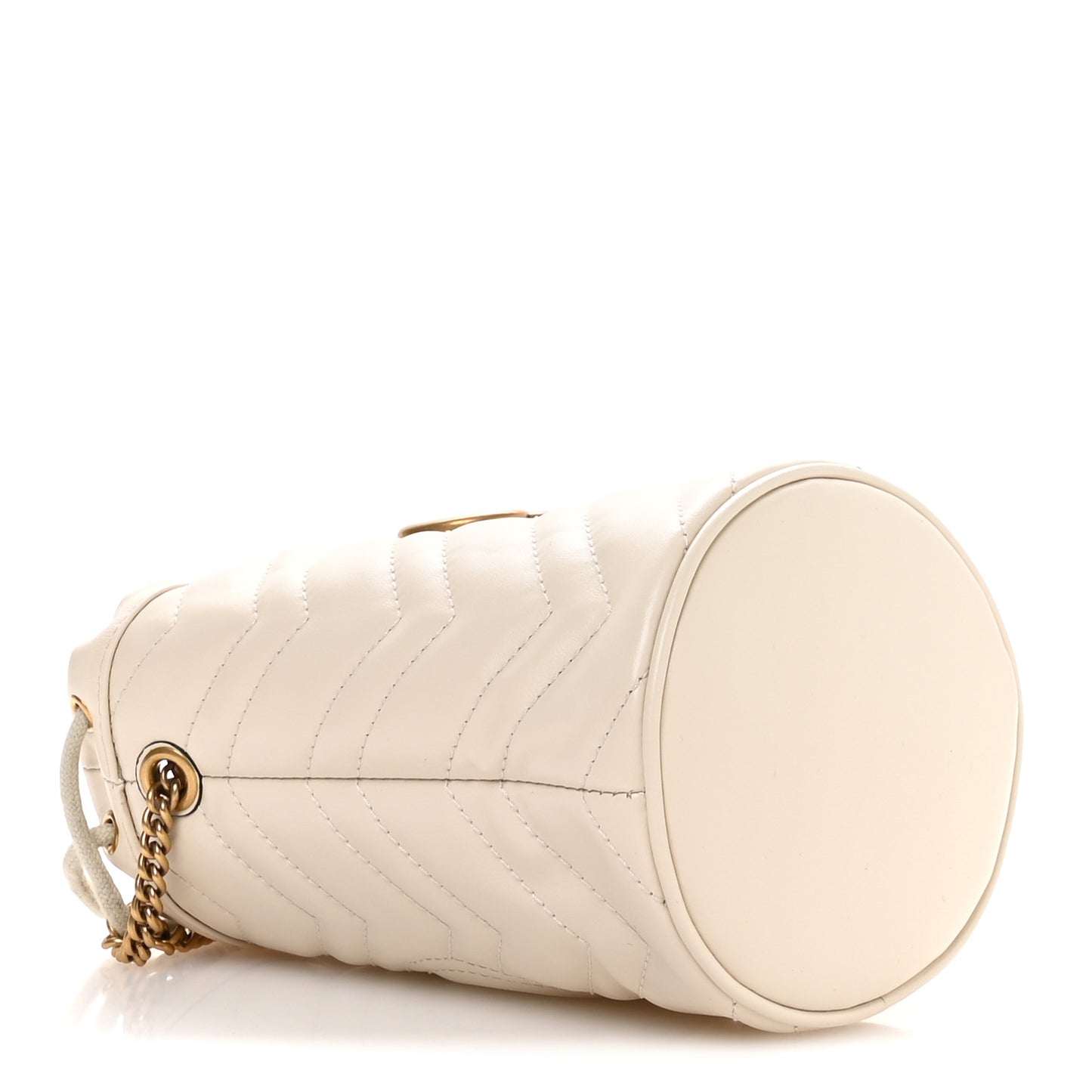 Calfskin Matelasse Mini GG Marmont 2.0 Bucket Bag White