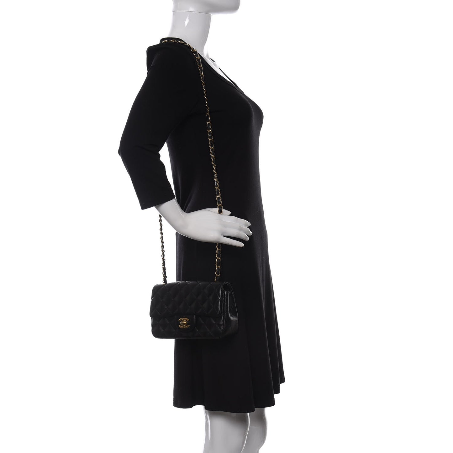 Lambskin Quilted Mini Rectangular Flap Black