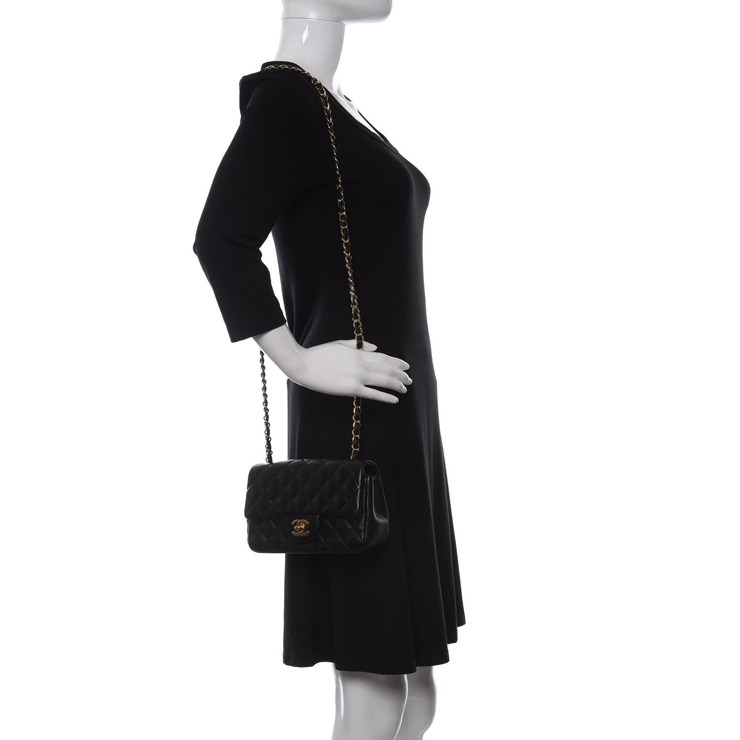 Chanel Lambskin Quilted Mini Rectangular Flap Black 2 of 10