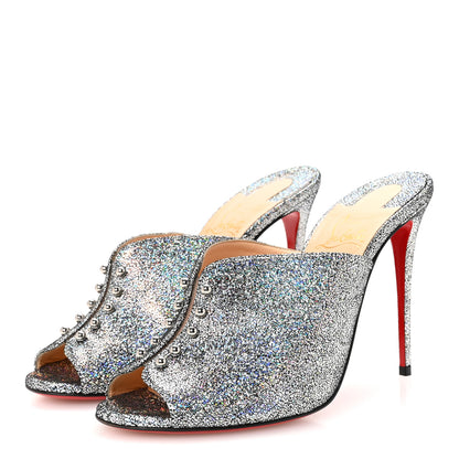 Christian Louboutin Nappa Mica PVC Glitter Predumule 100 Pumps 39 Silver 4 of 9