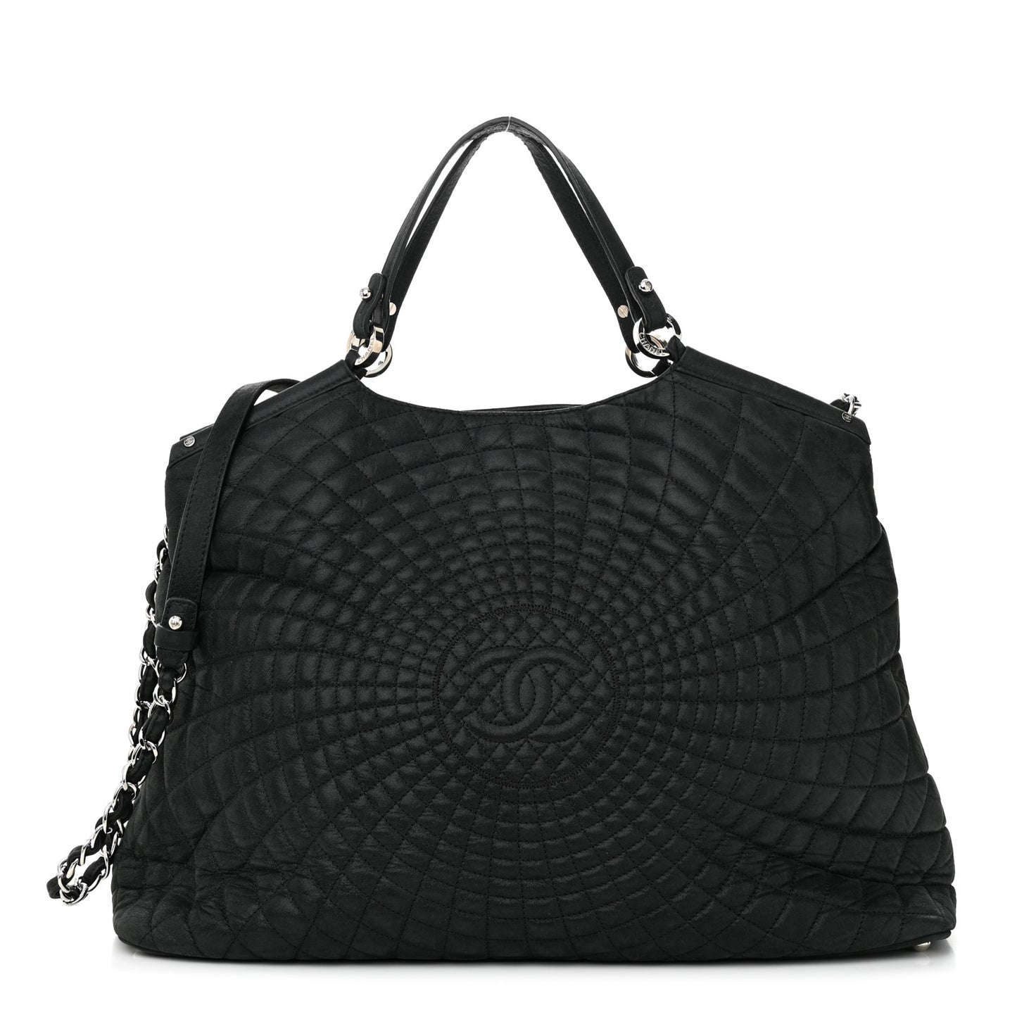 Iridescent Calfskin Large Sea Hit Tote Black