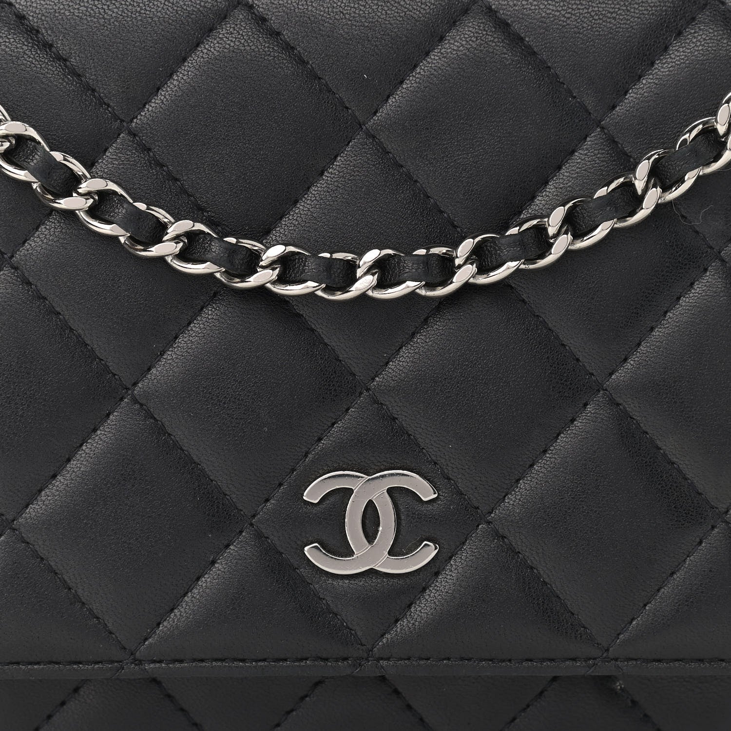 Chanel Lambskin Quilted Wallet On Chain WOC Black 9 of 12