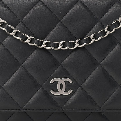 Chanel Lambskin Quilted Wallet On Chain WOC Black 9 of 12