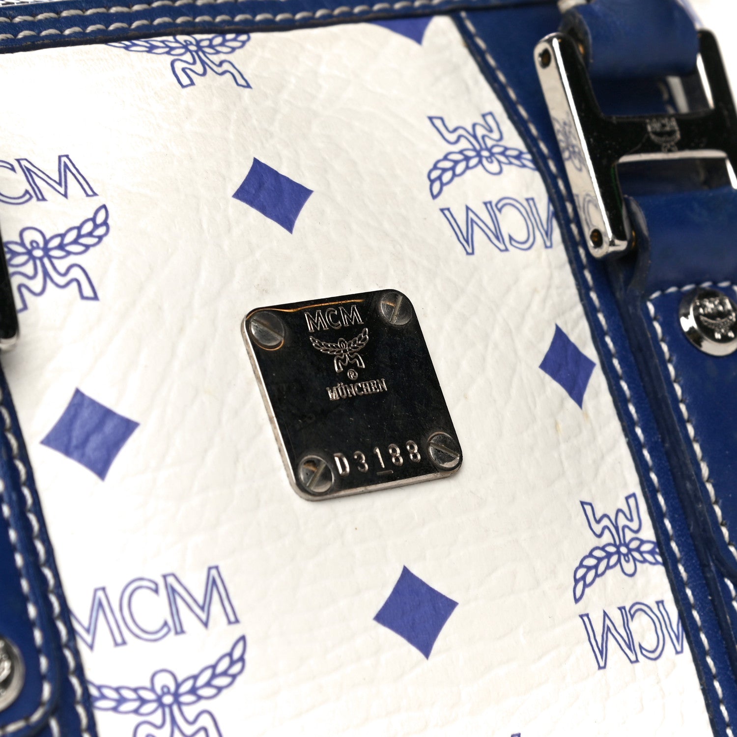 MCM Visetos Boston Satchel Satchel White 14 of 17