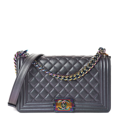Chanel Iridescent Goatskin Quilted Medium Boy Flap Purple 1 of 9