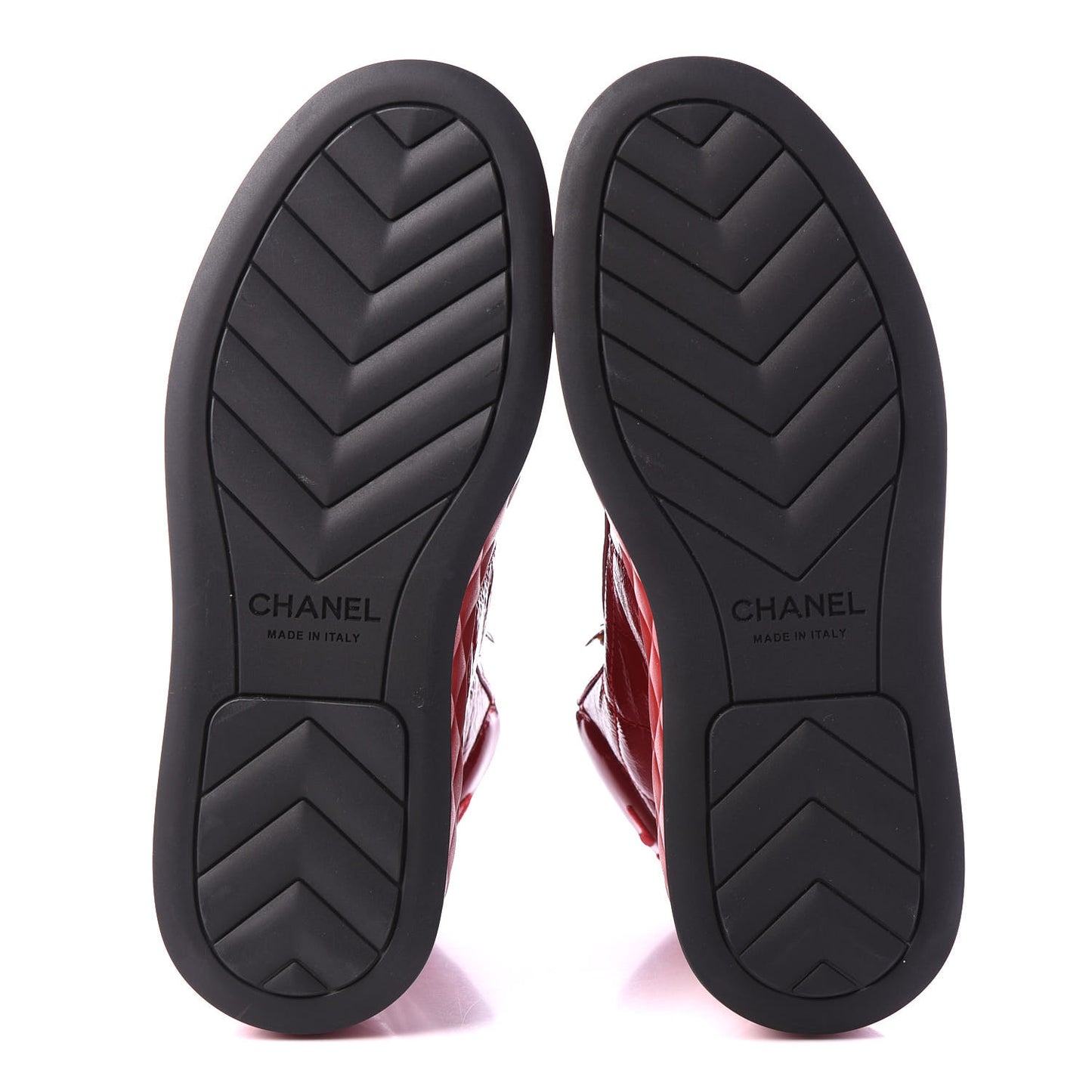 Patent Calfskin Quilted Womens High Top Sneakers 36 Red