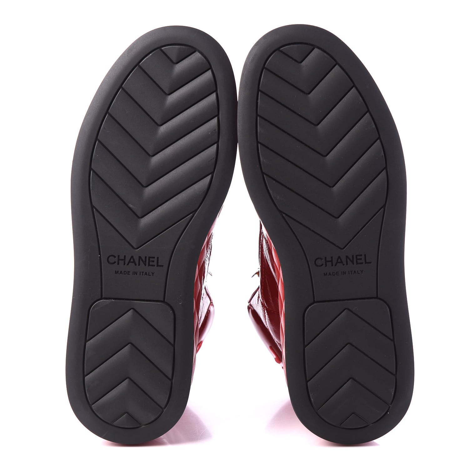Chanel Patent Calfskin Quilted Womens High Top Sneakers 36 Red 5 of 9