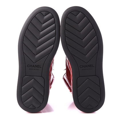 Chanel Patent Calfskin Quilted Womens High Top Sneakers 36 Red 5 of 9