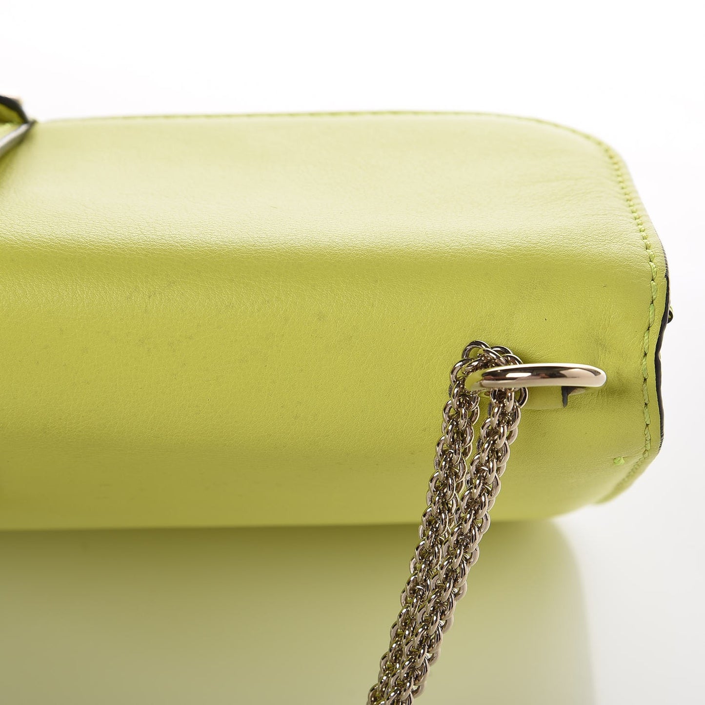 Vitello Large Glam Lock Rockstud Flap Yellow Fluo