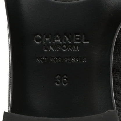 Chanel Calfskin Elastic Lace Up Cap Toe CC Loafers 36 Black 9 of 9