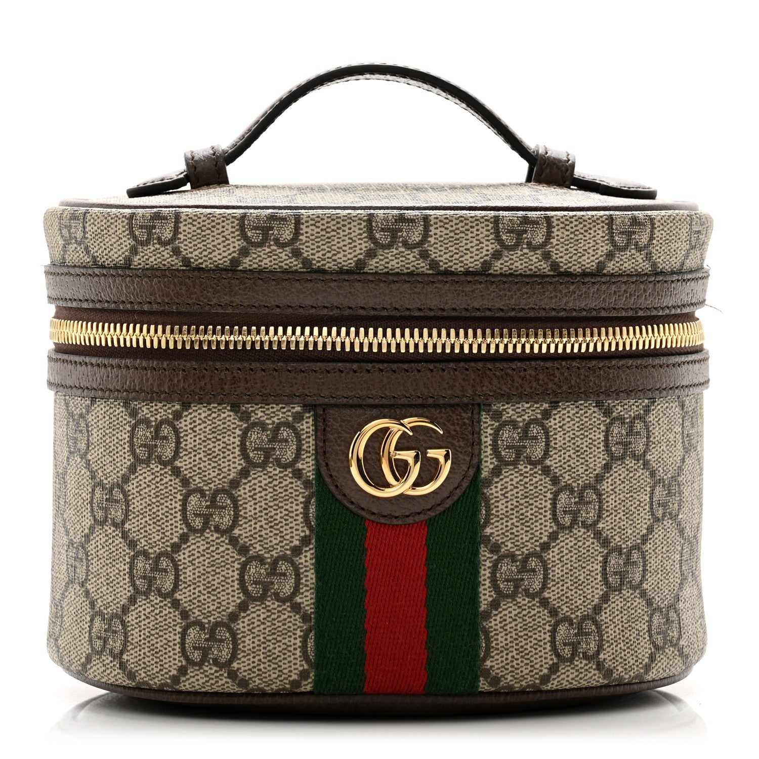 Gucci GG Supreme Monogram Textured Calfskin Web Ophidia Vanity Cosmetic Case Beige Ebony New Acero 1 of 8