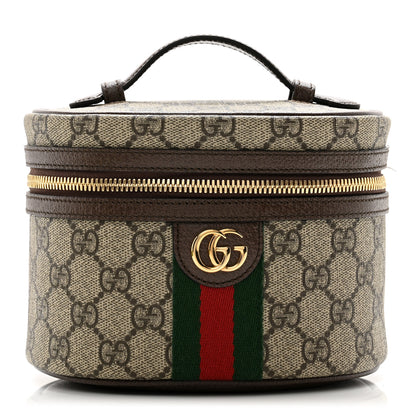 Gucci GG Supreme Monogram Textured Calfskin Web Ophidia Vanity Cosmetic Case Beige Ebony New Acero 1 of 8