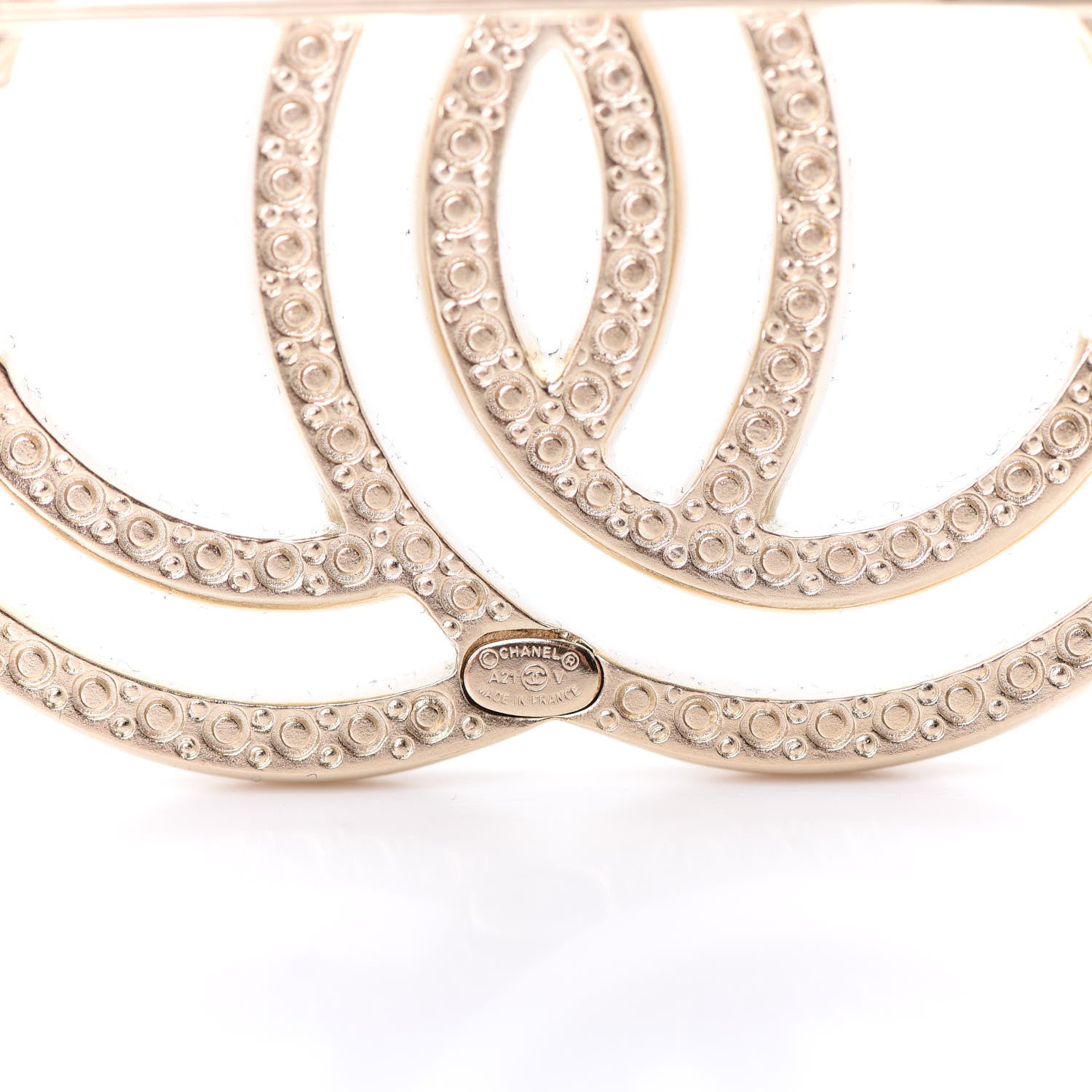 Chanel Crystal CC Brooch Light Gold 4 of 5