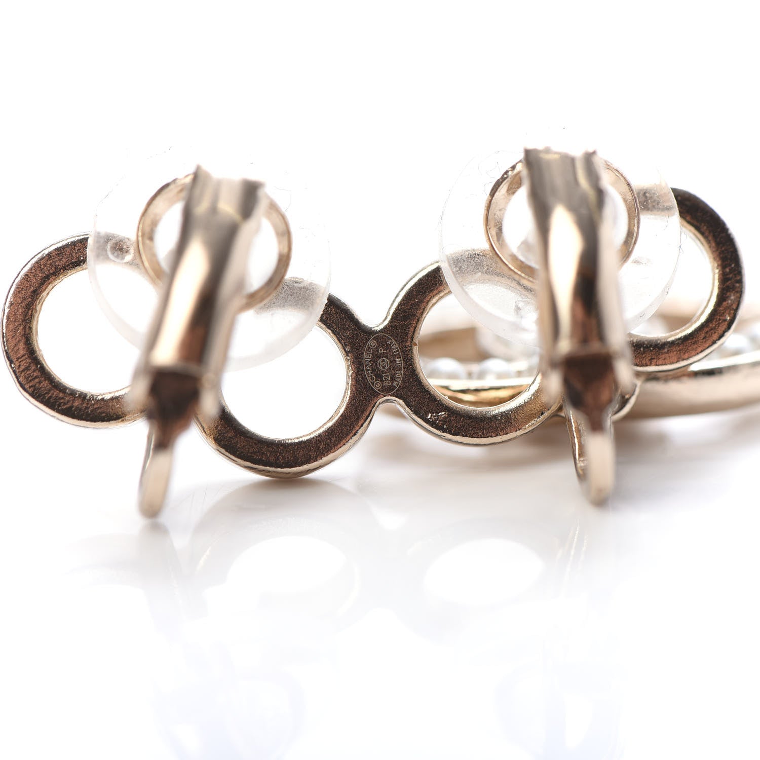 Chanel Metal Pearl CC Coco Climber Clip On Earrings Gold 4 of 5