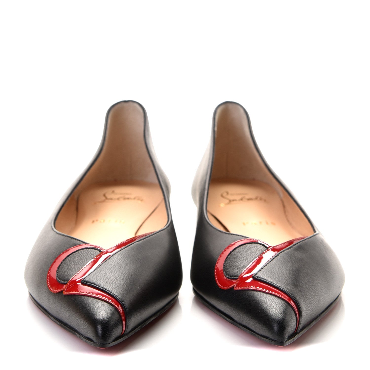 Christian Louboutin Nappa Patent CL Pump Flats 40 Black Loubi 6 of 9