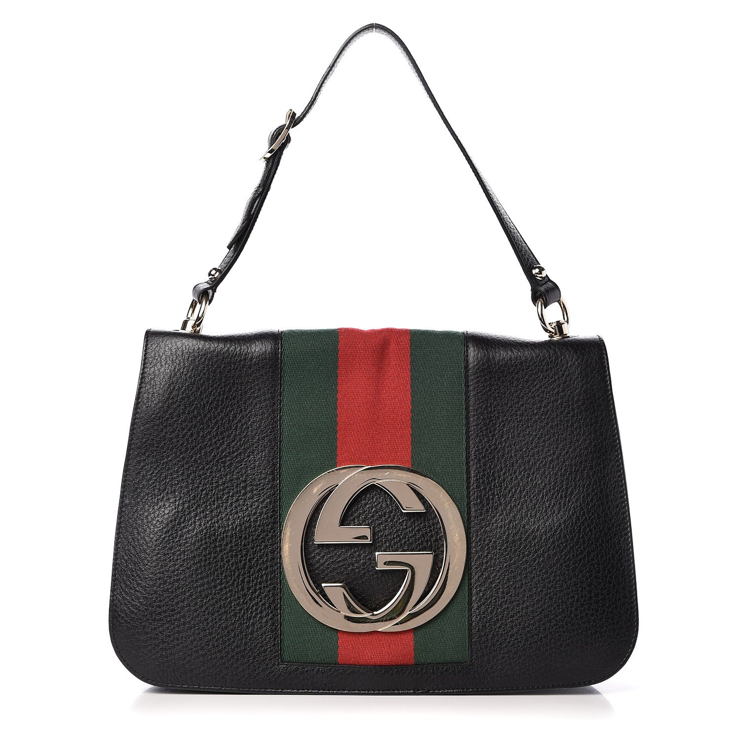 Calfskin Web Blondie Shoulder Flap Bag Black