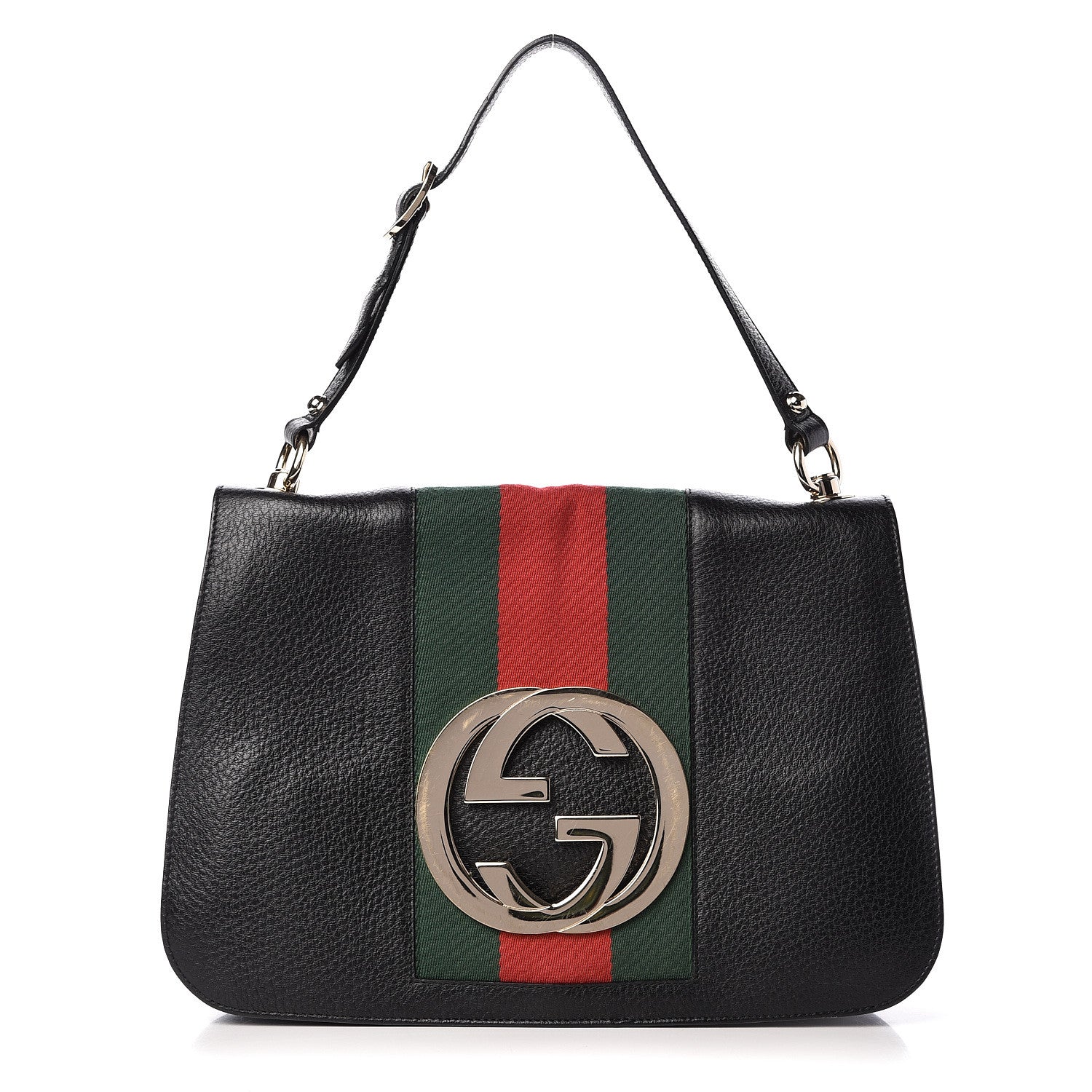 Gucci Calfskin Web Blondie Shoulder Flap Bag Black 1 of 10