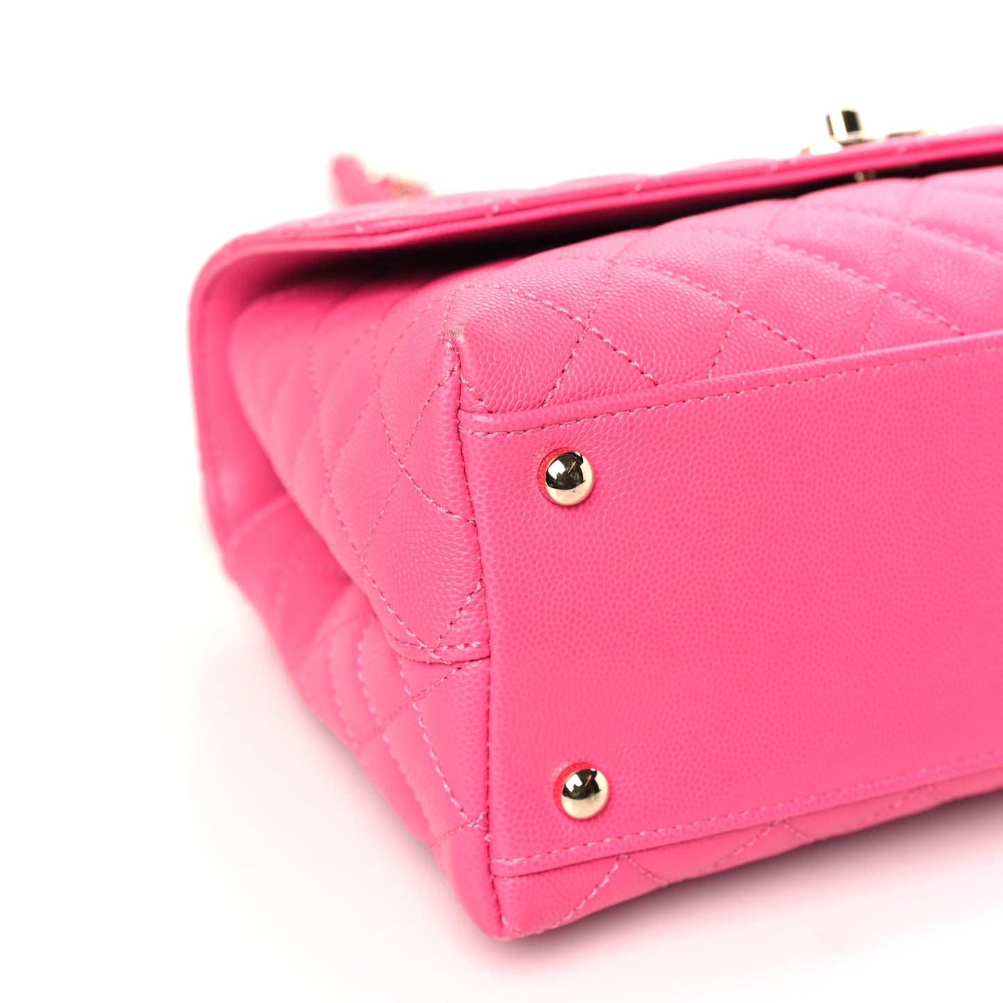 Caviar Quilted Small Coco Handle Flap Dark Pink