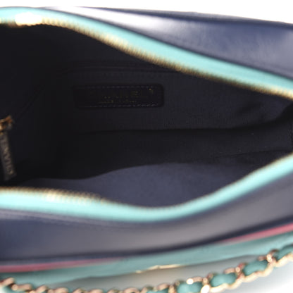 Chanel Goatskin Quilted Tri-Color Small In & Out Camera Case Navy Turquoise Pink 6 of 13