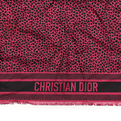 Christian Dior Silk Leopard Print Fringe Scarf Pink 2 of 4