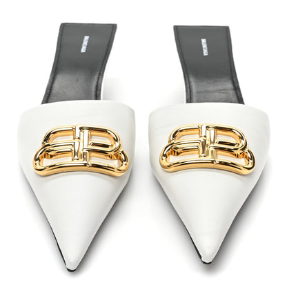 Balenciaga Soft Nappa BB Square Knife Pointed Toe 40mm Mules 40 White 2 of 8