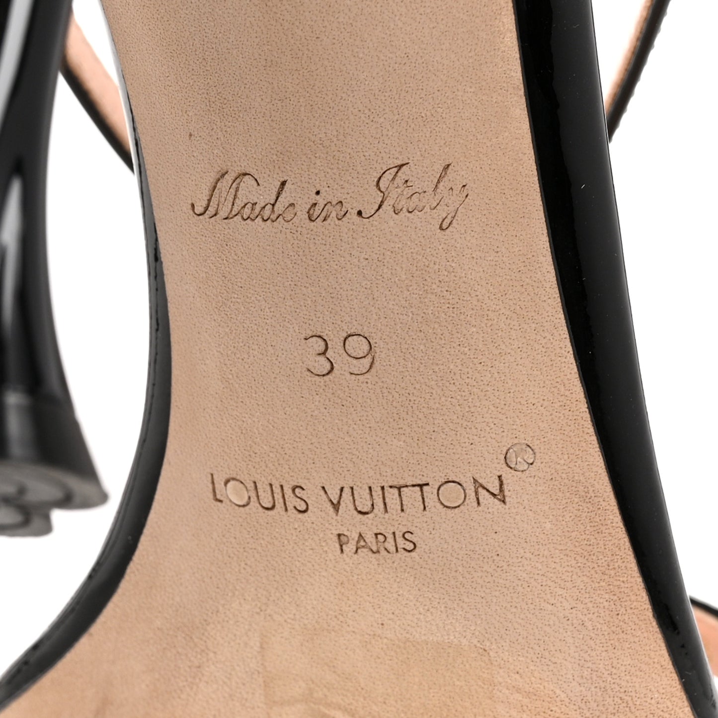 Patent Calfskin Blossom Sandals 39 Black