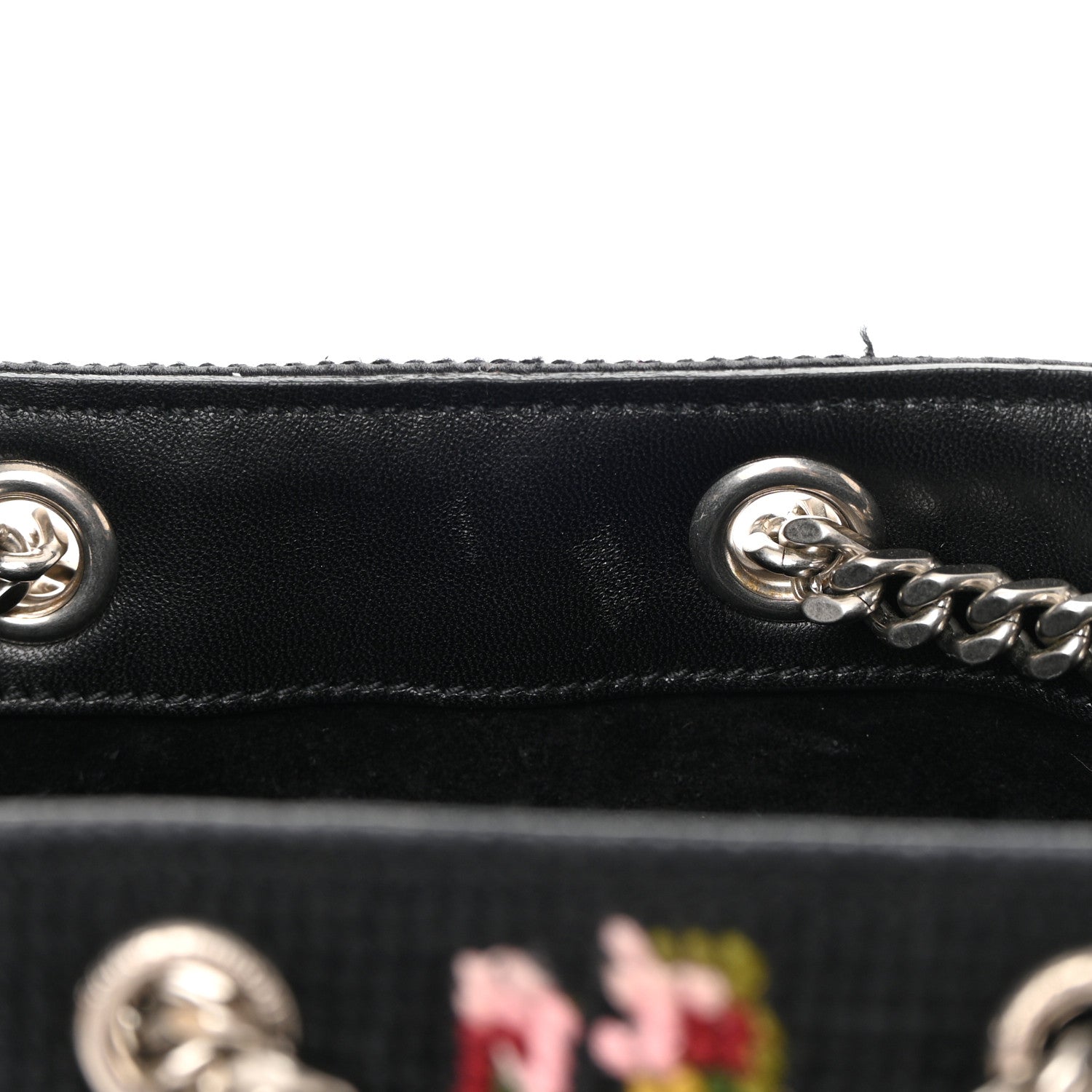 Saint Laurent Woven Wool Embroidered Baby Emmanuelle Bucket Bag Black 11 of 13