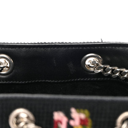 Saint Laurent Woven Wool Embroidered Baby Emmanuelle Bucket Bag Black 11 of 13