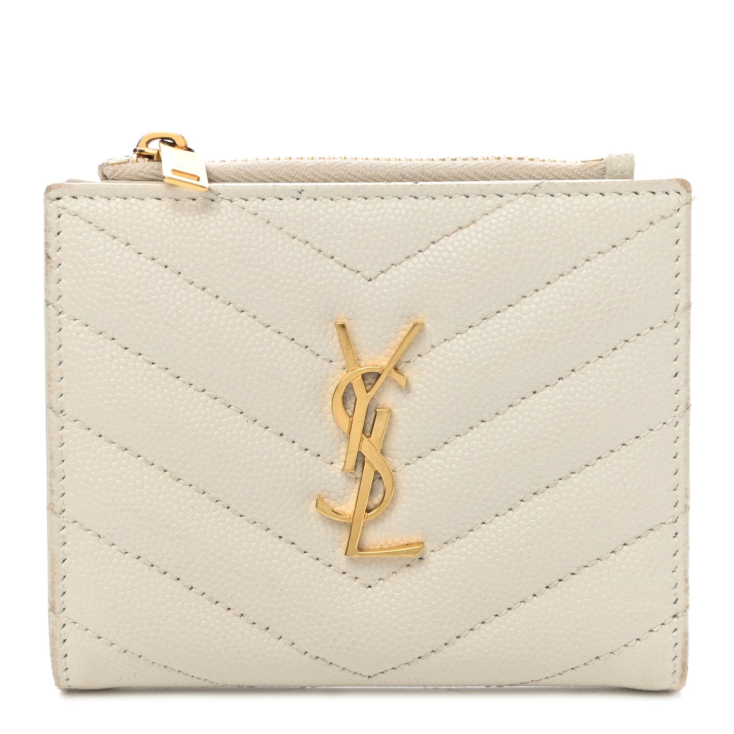 Grain De Poudre Matelasse Chevron Monogram Zipped Card Case Crema Soft