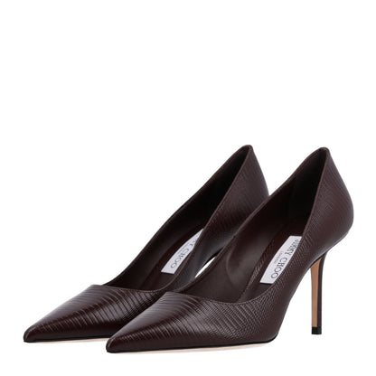 Jimmy Choo Calfskin Lizard Embossed Romy 85 Pumps 39 Brown 4 of 9