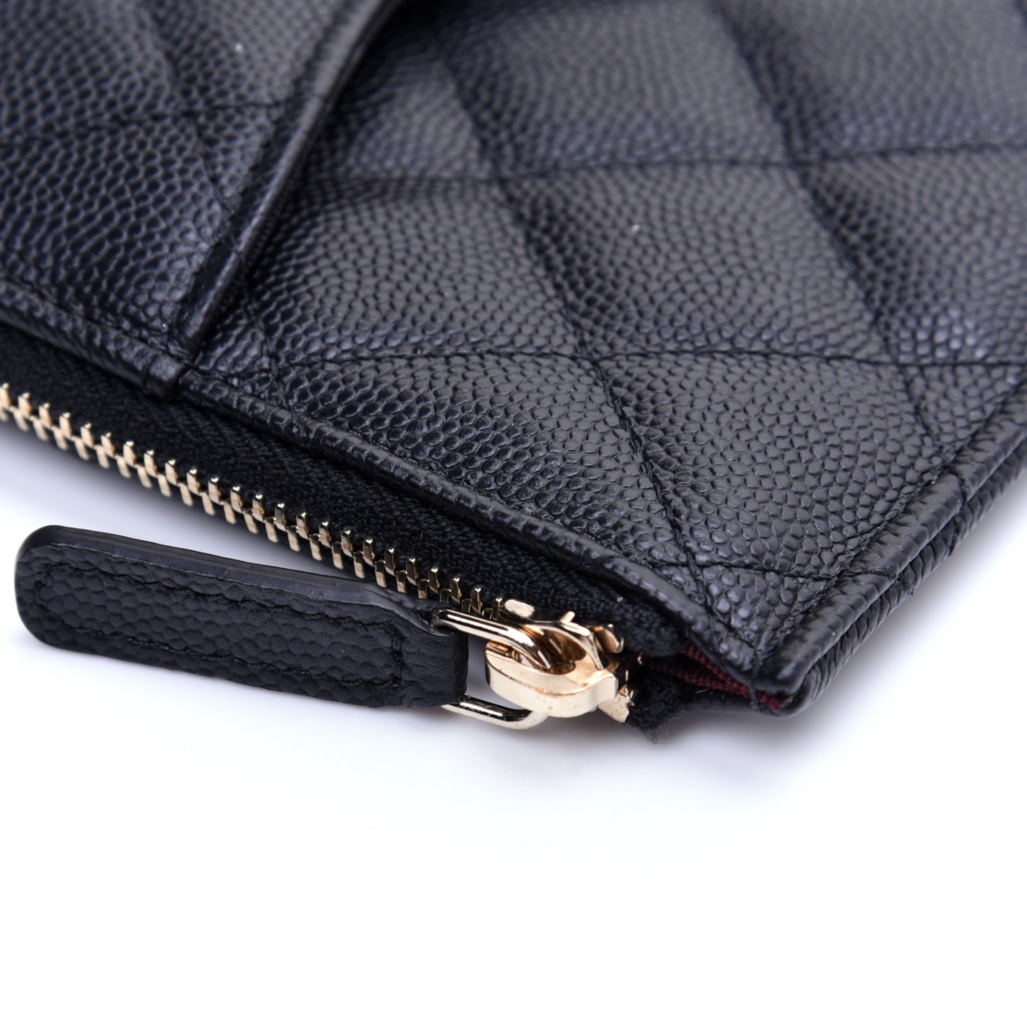 Caviar Quilted Classic Flat Wallet Pouch Black