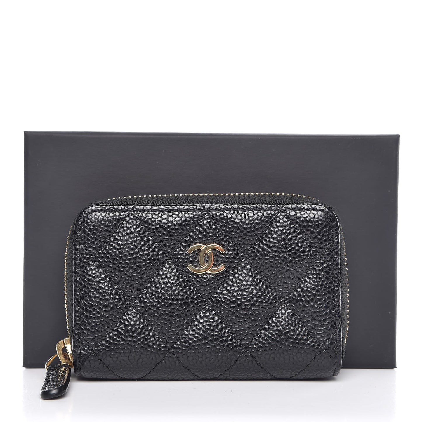 Caviar Quilted Zip Coin Purse Black