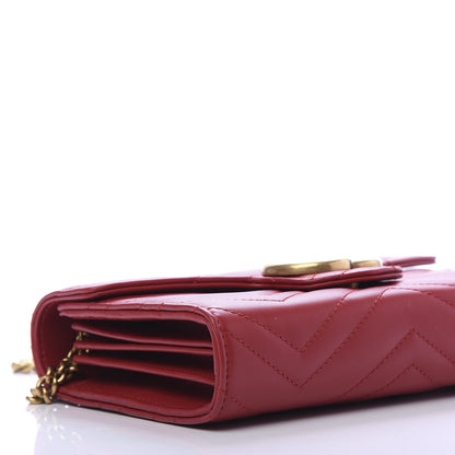 Gucci Calfskin Matelasse GG Marmont Chain Wallet Hibiscus Red 8 of 10
