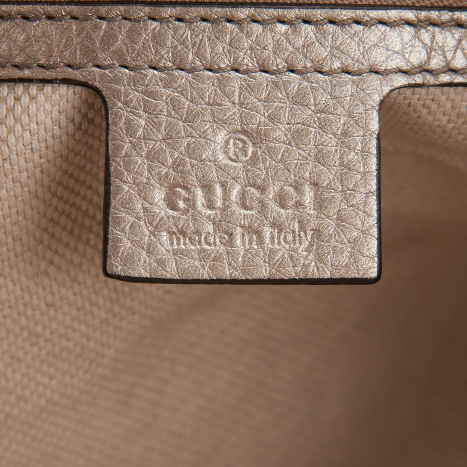 Gucci Metallic Pebbled Calfskin Medium Soho Chain Shoulder Bag Golden Beige 7 of 8