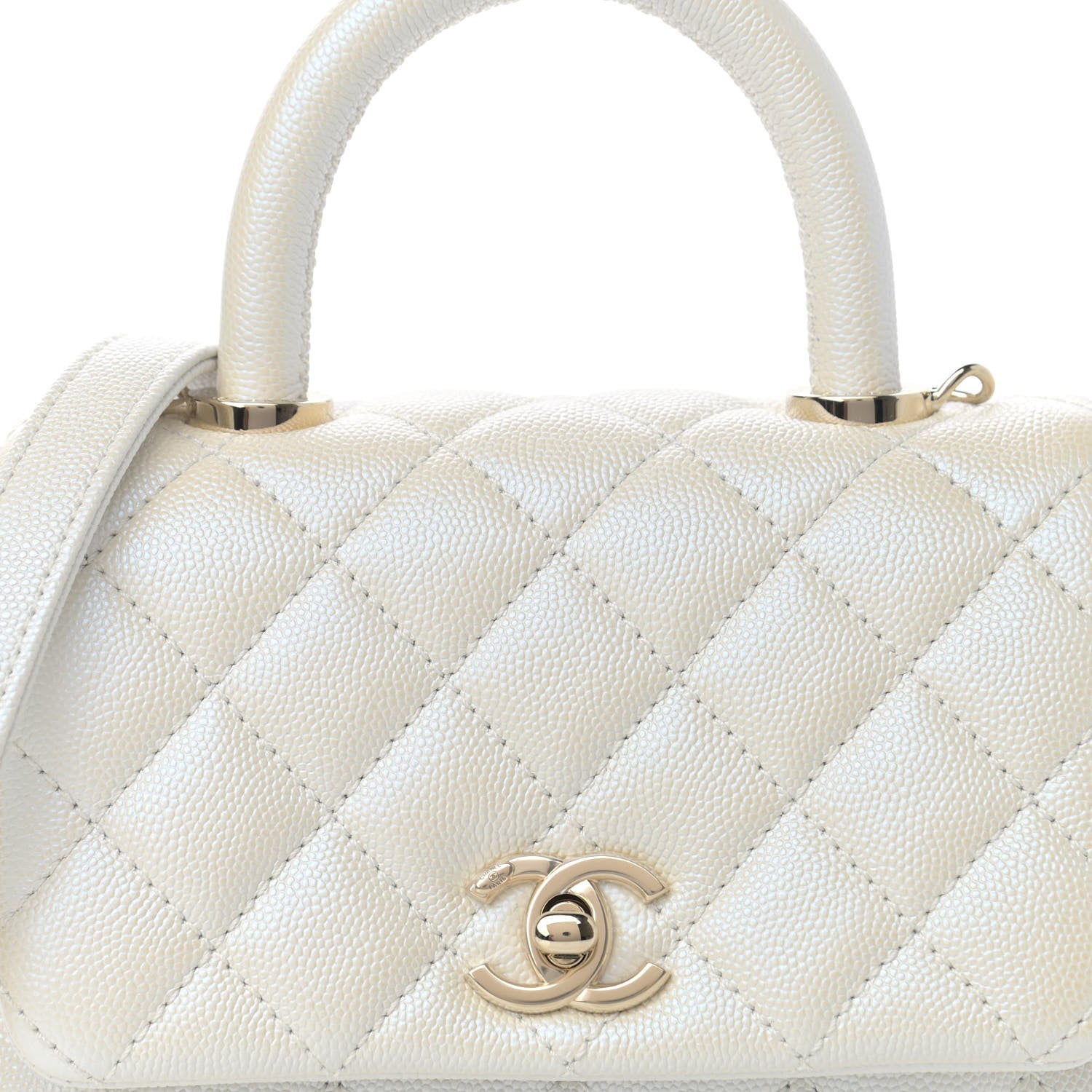 Chanel Iridescent Caviar Quilted Extra Mini Coco Handle Flap White 4 of 11