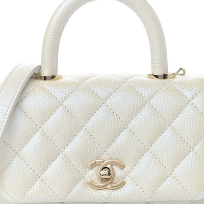 Chanel Iridescent Caviar Quilted Extra Mini Coco Handle Flap White 4 of 11
