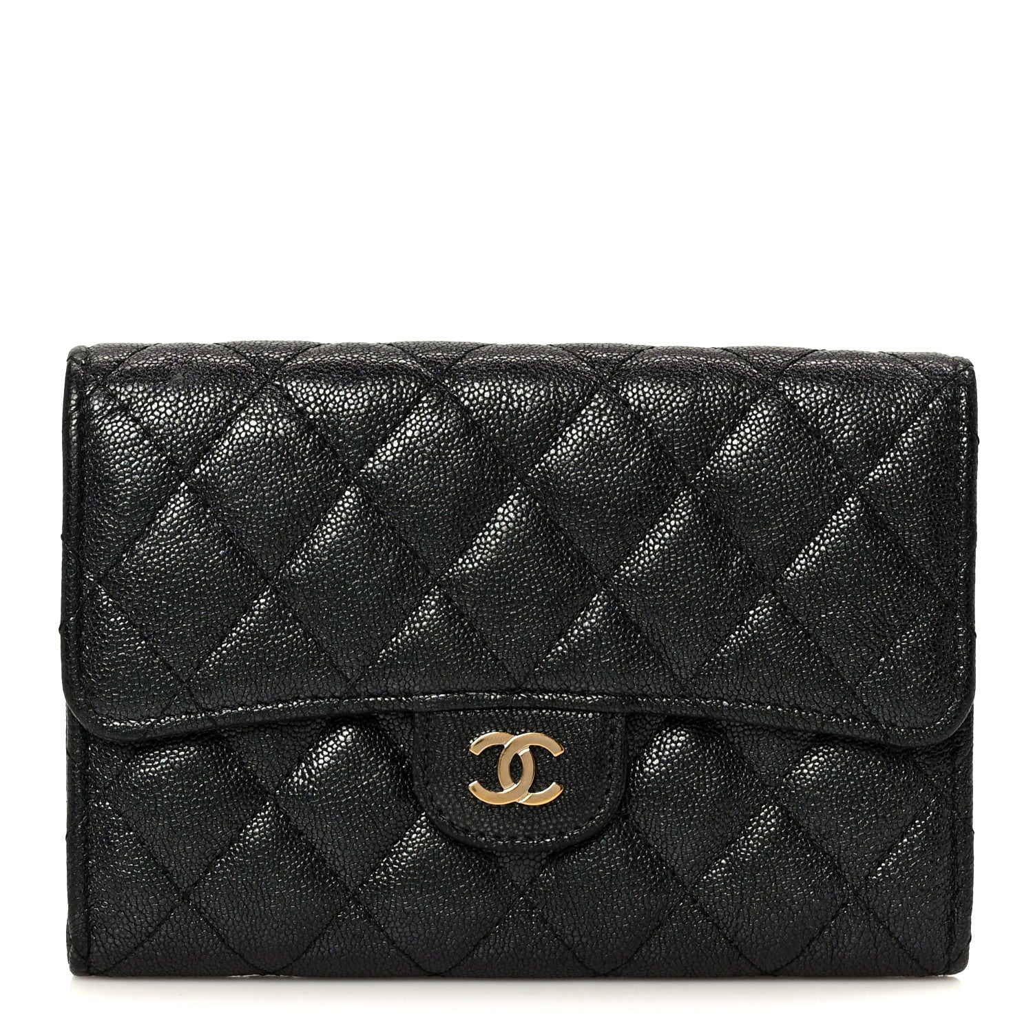 Chanel Iridescent Caviar Quilted Medium Flap Wallet Black 1 of 10