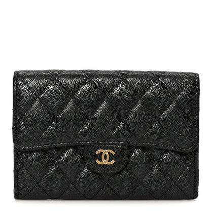 Chanel Iridescent Caviar Quilted Medium Flap Wallet Black 1 of 10