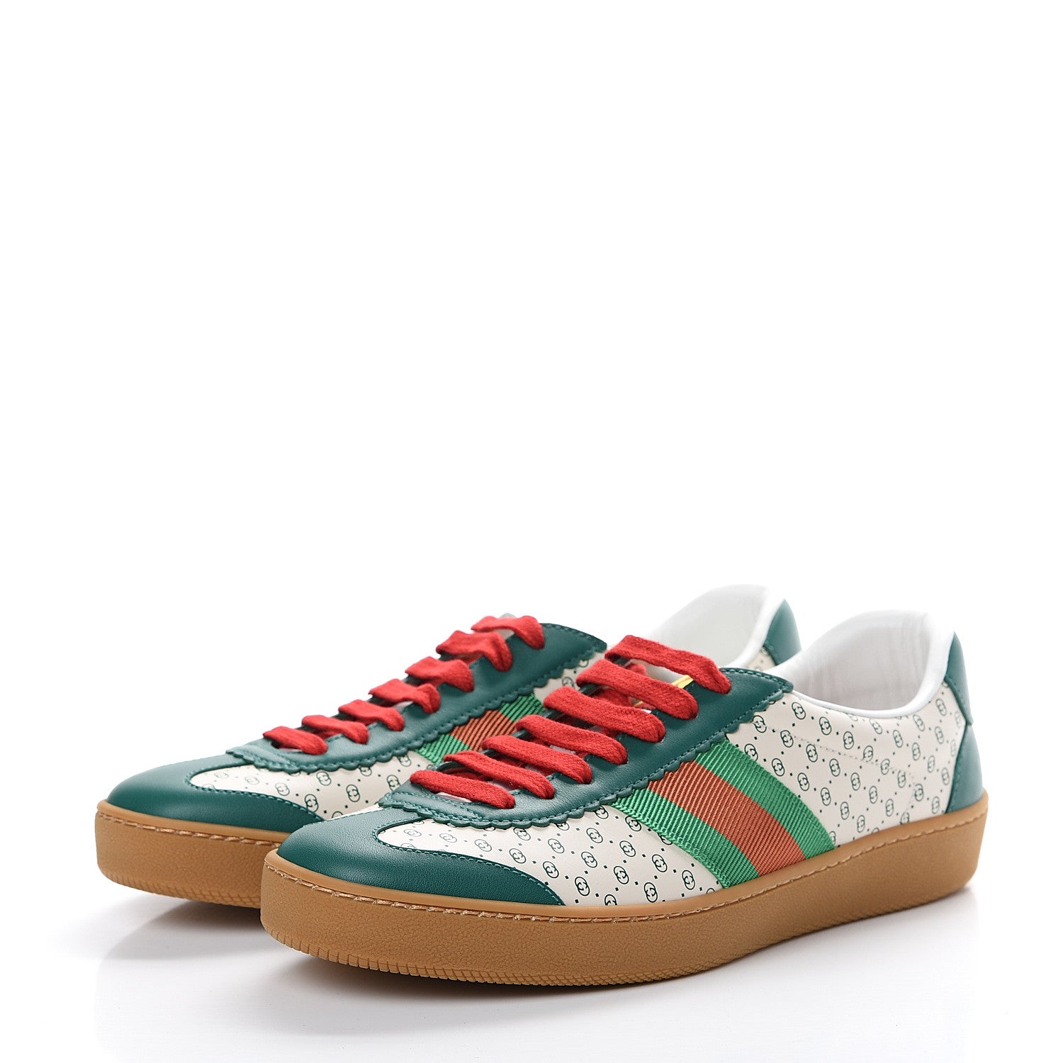 Gucci X DAPPER DAN Calfskin Suede GG Micro Monogram G74 Sneakers 37.5 Emerald Mystic White 3 of 8