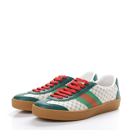 Gucci X DAPPER DAN Calfskin Suede GG Micro Monogram G74 Sneakers 37.5 Emerald Mystic White 3 of 8