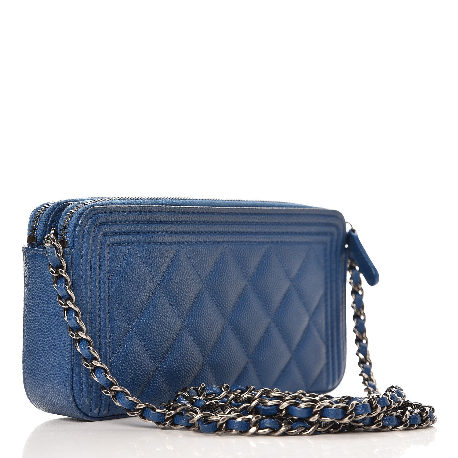 Chanel Caviar Quilted Small Boy Clutch With Chain Blue 3 of 14
