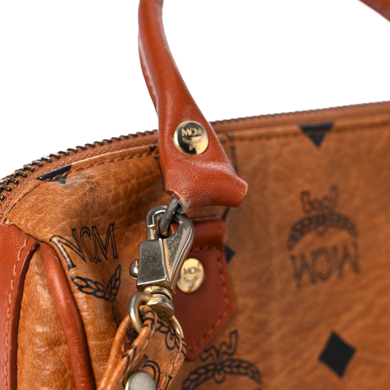 MCM Visetos Mini Boston Bag Cognac 21 of 28