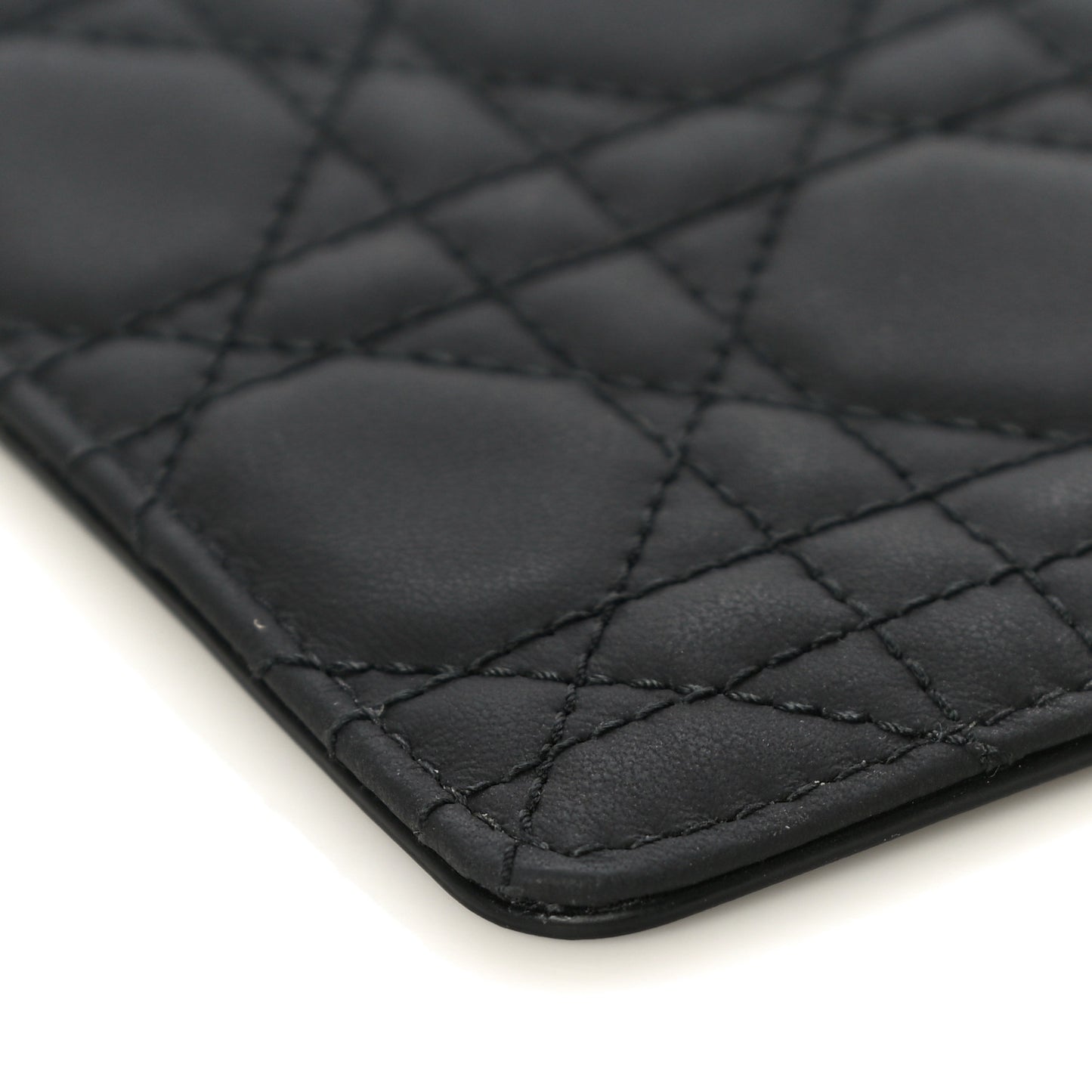 Ultra Matte Calfskin Cannage Large Lady Dior Zip Wallet Black
