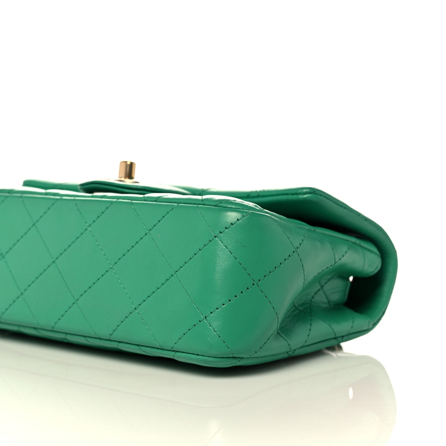 Lambskin Quilted Mini Rectangular Flap Green