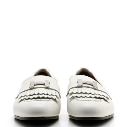 Hermes Calfskin Womens Royal Loafers 38 White 2 of 13