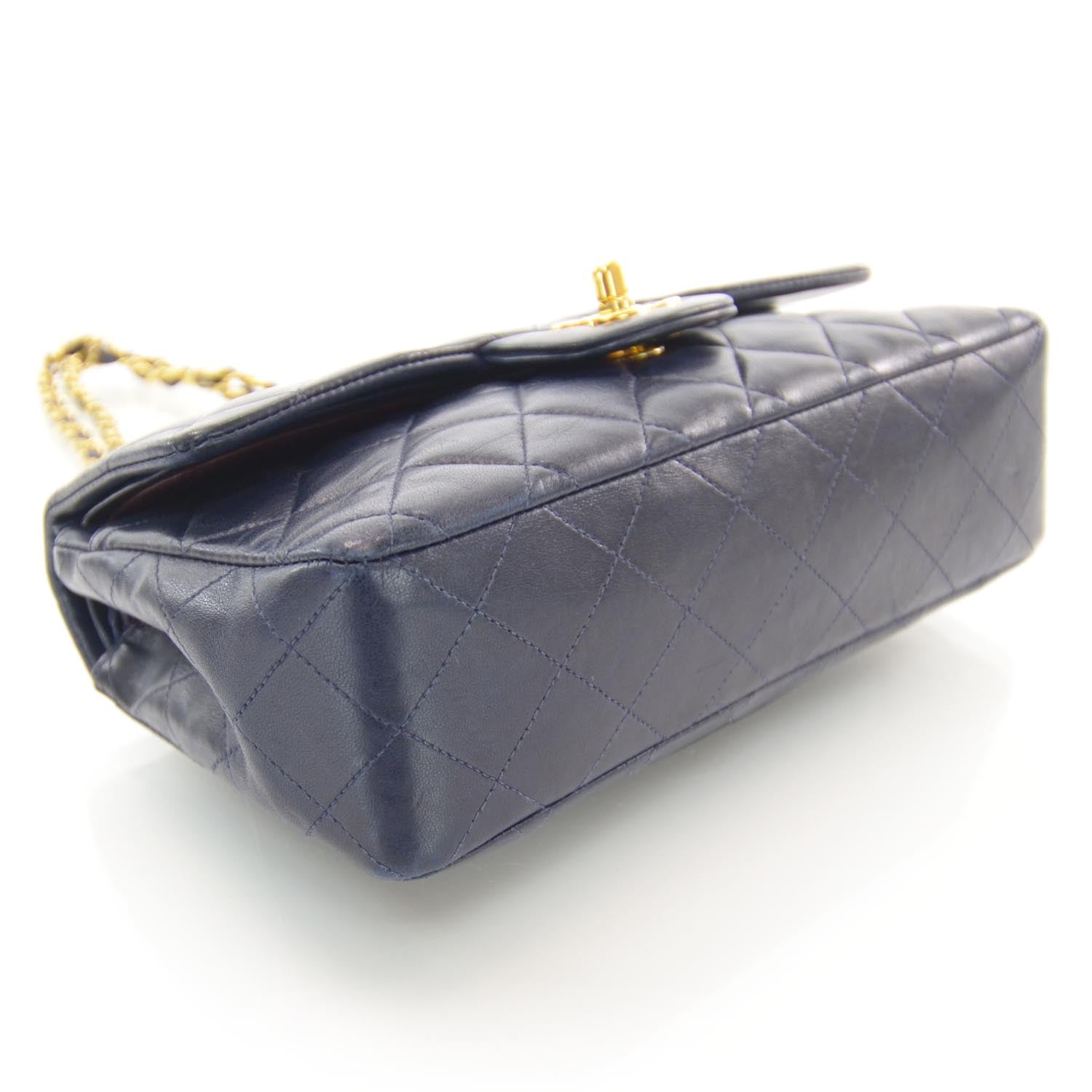 Chanel Lambskin Small Double Flap Navy 4 of 10