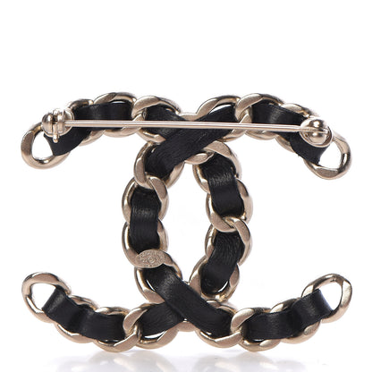 Chanel Lambskin Chain CC Brooch Black Gold 3 of 5